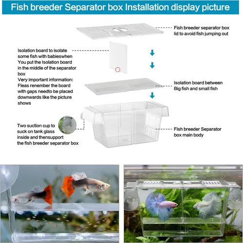 Miniatura 5 de Incubadora y vaso de huevos de pescado: criadero de cíclidos de acuario con bomba de aire incorporada - Caja de reproducción de aislamiento, red
