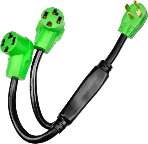 RVMATE Divisor de secadora de 4 clavijas de 30 amperios, NEMA 14-30P a (2) receptáculo 14-30R Y de 26.5 pulgadas, chaqueta de PVC impermeable