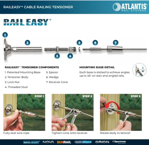 Miniatura 4 de Atlantis RailEasy C0981-0204 - Tensor de barandilla de cable (5/32 pulgadas), acero inoxidable de grado marino 316L (paquete de 2)
