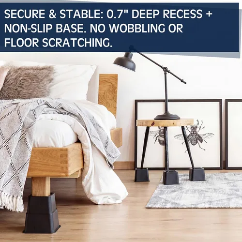 Miniatura 6 de Paquete de 6 elevadores de cama ajustables de 3 y 5 pulgadas apilables o de 8 pulgadas combinados de 8 pulgadas para sofá, patas de escritorio