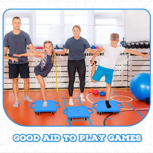 Miniatura 5 de Jerify 4 piezas de patinete deportivo con asas, ruedas de plástico, patineta para sentarse en el suelo, para niños, gimnasio, actividades en Azul