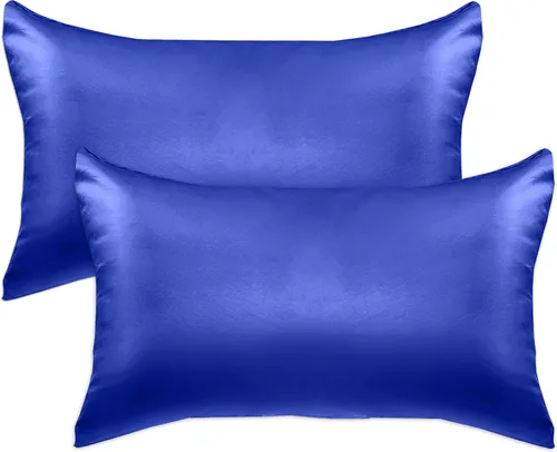 Miniatura 58 de Elegant Comfort Juego de 4 fundas de almohada de satén de viscosa refrescante con cierre de cremallera oculto, suave como la seda para el cuidado