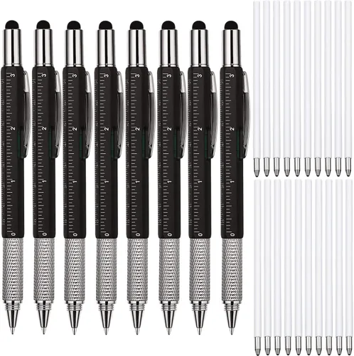 Miniatura 27 de Zhanmai 16 Piezas Bolígrafos Multiherramienta 6 en 1 Juego de Bolígrafos Multi-herramienta con Repuestos para Regalos de Cumpleaños de Hombres
