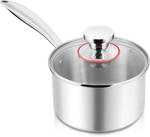 Miniatura 11 de E-far Juego de cacerolas de acero inoxidable, 1 cuarto y 2 cuartos de galón, olla triple con tapa para cocinar pasta, calentar leche hirviendo agua