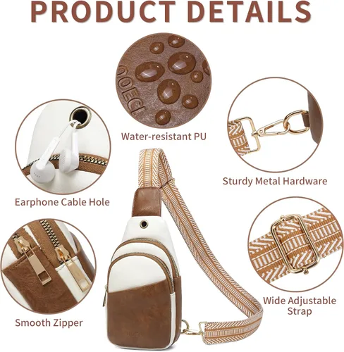 Miniatura 6 de QOECI Bolso bandolera pequeño para mujer, bolso cruzado de piel sintética para mujer, cangureras cruzadas, bolsa de pecho, monederos y bolsa