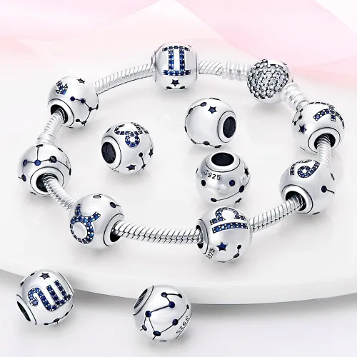 Miniatura 4 de Pandach 12 dijes de cumpleaños del zodíaco 925 plata de ley con piedra de nacimiento, para pulseras, collares y brazaletes de mujer, regalos