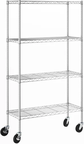 Miniatura 4 de Furinno Wayar - Carrito de almacenamiento de metal de 4 niveles con ruedas, 36 x 14 x 58 pulgadas, acero inoxidable