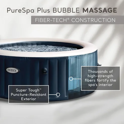 Miniatura 7 de INTEX 28429EP PureSpa Plus Bubble Massage Spa Set - Incluye 2 reposacabezas contorneados - Luz LED - Capacidad para 4 personas - 77" x 28" Cobalto