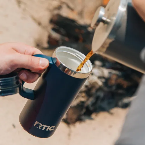 Miniatura 6 de RTIC - Taza de viaje para viajes de 16oz con tapa y asa, forrada en cerámica, aislada, de acero inoxidable, metálica, de doble pared con aislamiento