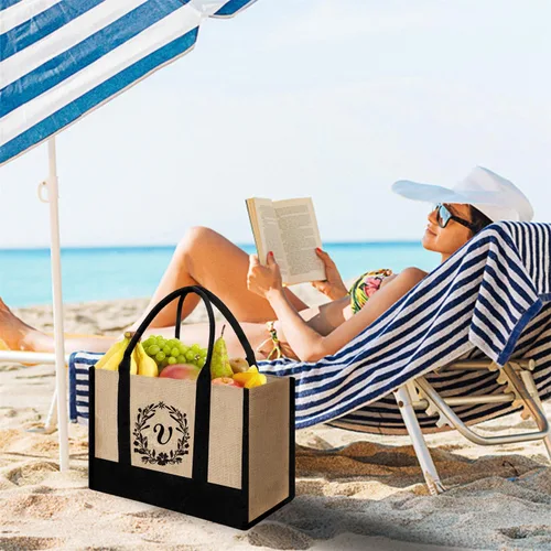 Miniatura 52 de Bolsa de mano personalizada de yute para mujeres, regalos para el día de la madre, regalo de Navidad de cumpleaños para mujeres y amigas