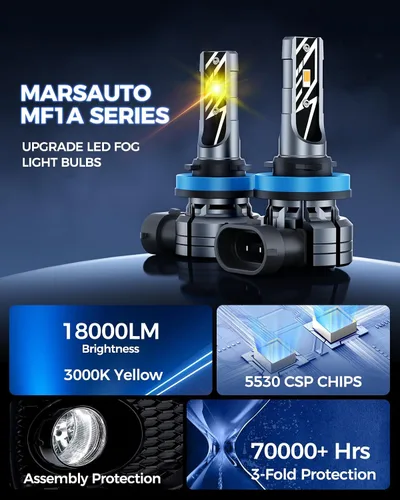 Miniatura 8 de Marsauto Bombillas LED antiniebla H11/H8 amarillas, 18000 lm, 700% brillo, 3000 K, amarillo, H11, H16, H11, bombilla LED amarilla para luces
