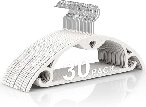 Miniatura 13 de Perchas de plástico – Percha negra sin golpes de hombro y gancho giratorio de 360°, delgado, ahorro de espacio para armario, antideslizante, apto