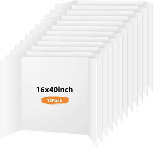 Miniatura 16 de Paquete de 4 tableros trípticos para póster, tablero de presentación blanco de 36x48 pulgadas, tablero de exhibición portátil para feria