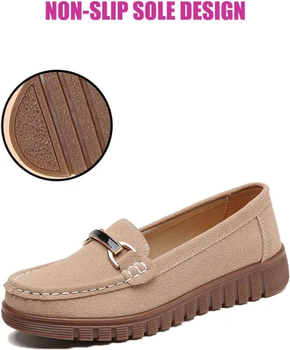 Miniatura 6 de DirraBra Mocasines casuales de gamuza para mujer, cómodos, con plataforma, para caminar, ligeros, antideslizantes, con plataforma