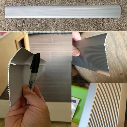 Miniatura 8 de SAGIDAR Tiras de transición de aluminio para puerta, rampas de umbral de metal de 3.9 in de ancho, tira de borde de alfombra antideslizante, suave
