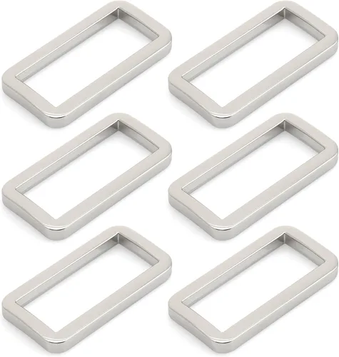 Miniatura 14 de CRAFTMEMORE Hebilla de anillos rectangulares planos de metal para bolsa, correa de cinturón, acabado de calidad de bucle resistente, paquete de 6