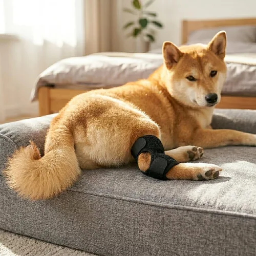 Miniatura 6 de Rodillera para perro para pierna trasera desgarrada ACL, soporte de articulación de corvejón trasero canino, protección contra lesiones articulares