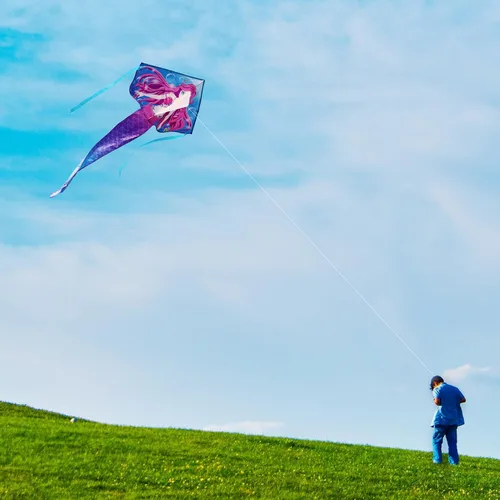 Miniatura 2 de HONBO Cometa de sirena grande para niños y adultos, cometa Delta fácil de volar, cometa para principiantes para niñas y niños, cometa