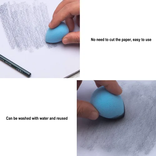 Miniatura 5 de 33 piezas de tocones de mezcla y tortillones de papel para dibujar con sacapuntas de papel de lija, extensión de borrador amasado, esponja