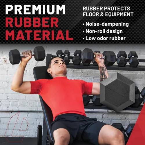 Miniatura 5 de Lifeline Mancuernas hexagonales de fitness, mancuernas hexagonales envueltas en goma, calidad premium, mango moleteado ergonómico, campanas tontas