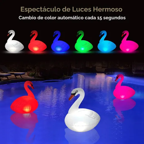 Miniatura 4 de Goallim Luces solares flotantes para piscina, paquete de 2 unidades, luces inflables impermeables de cisne, luces LED que brillan en la oscuridad