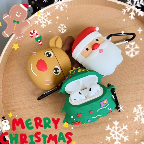 Miniatura 6 de Funda para auriculares compatible con Airpods 1 y 2, para niños, niñas, mujeres, 3D, lindo reno, antiarañazos, protector de auriculares inalámbricos