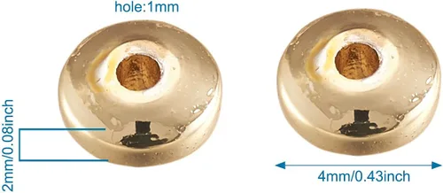 Miniatura 3 de Cheris - 180 cuentas de metal Heishi de 0.16 x 0.079 pulgadas (0.157 x 0.079 in) chapadas en oro, no magnéticas, cuentas sueltas de hematita