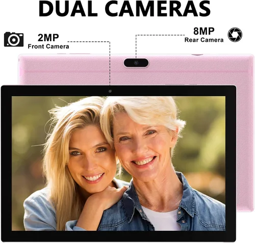 Miniatura 5 de Tablet Android 15 de 10 pulgadas, tabletas 2 en 1 con teclado/ratón/estuche/lápiz, 8 GB de RAM+32 GB ROM/1 TB expandible, procesador de cuatro Rosa