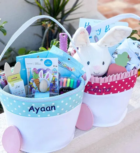 Miniatura 7 de Cesta de Pascua personalizada suave y ligera (rosa bebé)