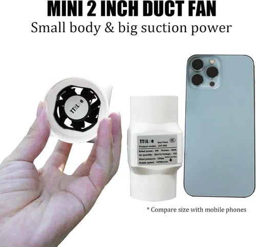 Miniatura 4 de Ventilador de conducto en línea de 2 pulgadas y 12 V para tienda de cultivo, ventilador de ventilación de 1.969 in y 6 W, ventiladores de escape