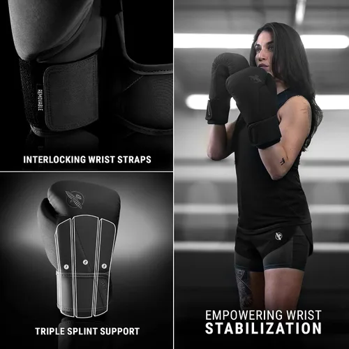Miniatura 3 de Guantes de boxeo Hayabusa T360 – Ergonomía revolucionaria de la mano Soporte de muñeca potenciado Cierre de correa simple o doble Negro
