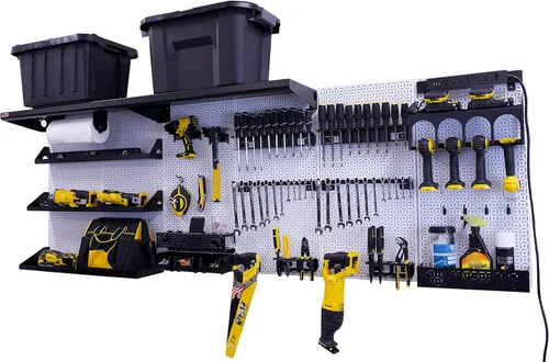 Miniatura 24 de OmniWall Weekend Warrior Ultimate Tool Kit - Sistema de Almacenamiento de Pared de Tablero de Clavos de Metal de 96" x 32" Negro/Naranja