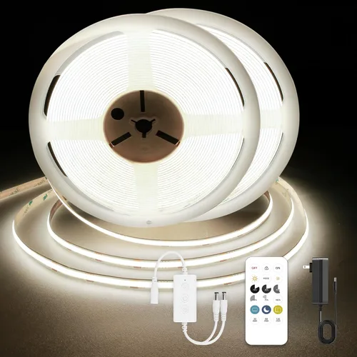 Miniatura 20 de Tira LED COB, tira de luz LED COB blanca cálida de 16.4 pies, tira de luz LED regulable de 2700 K, CRI92+, 0.315 in de ancho, cinta LED flexible