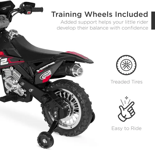 Miniatura 6 de Best Choice Products motocicleta eléctrica para niños de 6V con ruedas de apoyo, neumáticos con tracción, luces delanteras funcionales, velocidad