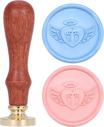 Yoption - Sello de cera para pies de bebé con alas de ángel, sello de cera de sellado vintage, ideal para adornar tarjetas de Navidad, sobres,