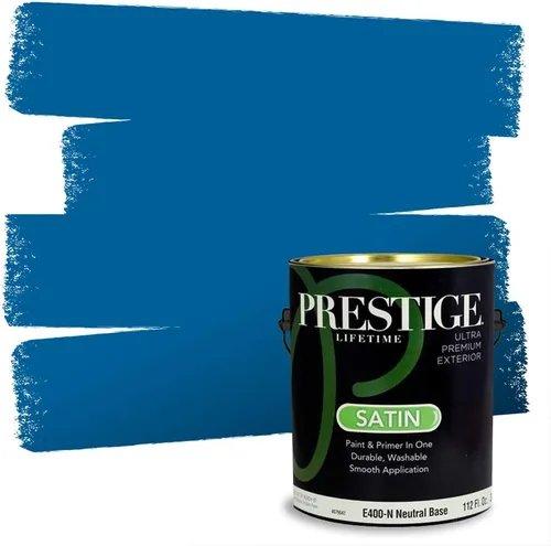 Miniatura 35 de Prestige Paints. - Base y pintura para exteriores en un solo galón, 1 galón. plano, comparable con Sherwin Williams Topsail. SW159-azul hechizante.