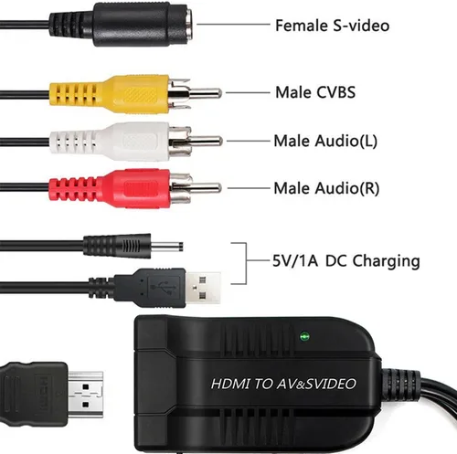 Miniatura 4 de HD 1080p HDMI a macho AV 3RCA S-Video compuesto convertidor de audio adaptador compatible con PAL/NTSC con micro cable