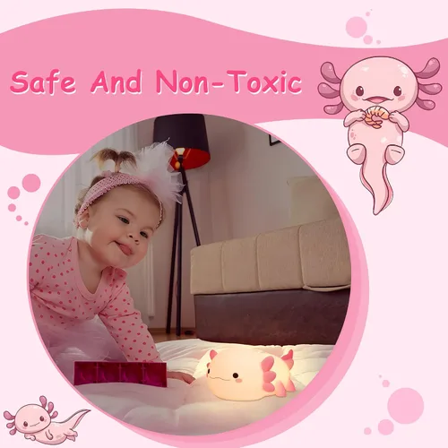 Miniatura 5 de Ammonite Axolotl Gifts, Luz Nocturna de Axolotl para Niños - Lámpara LED Táctil de Silicona Suave y Linda, Navidad Cumpleaños, Decoración Kawaii