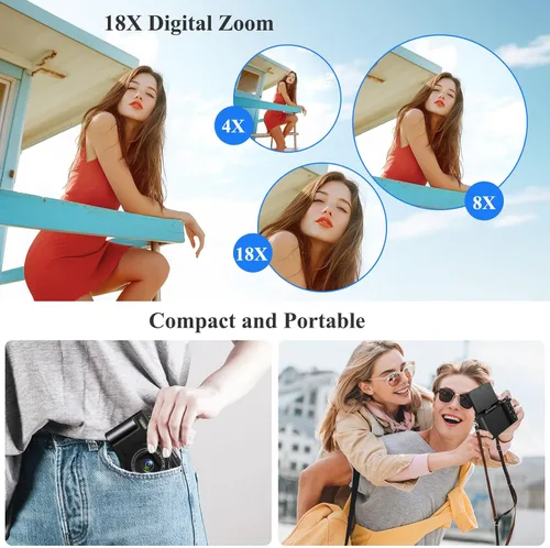 Miniatura 4 de Cámara digital 4K para fotografía, cámara de vlogging de 64 MP para YouTube, cámaras de vlog WiFi con zoom digital de 18X, pantalla abatible de 3