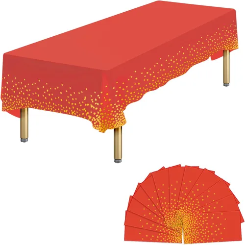 Miniatura 23 de Paquete de 4 manteles de plástico desechables azules y dorados para mesa rectangular, manteles desechables de 54 x 108 pulgadas, manteles