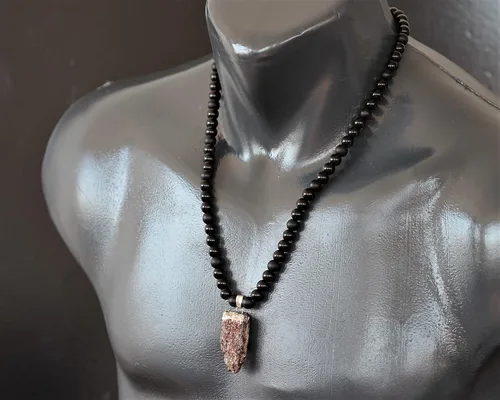 Miniatura 68 de Colgante de turmalina cruda natural, Collar de cuentas de ónix negro genuino, Collar de piedra negra, Collar de piedras preciosas, Cuentas de 0.315