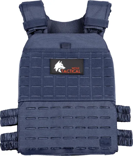 Chaleco con peso ajustable Wolf Tactical para hombres y mujeres - Chaleco de peso para rucking, entrenamiento, correr, caminar y CrossFit para Azul