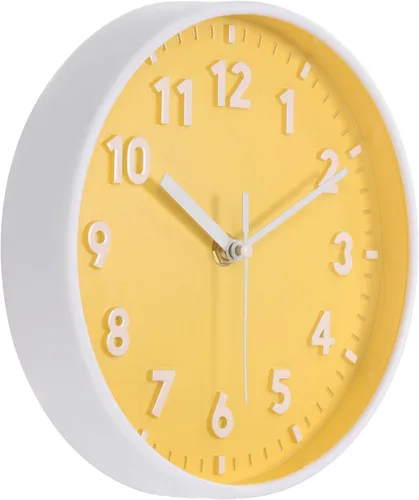 PATIKIL Reloj de pared de 8 pulgadas, con número 3D, de cuarzo, funciona con pilas, silencioso, sin tictac, redondo, para oficina, dormitorio,