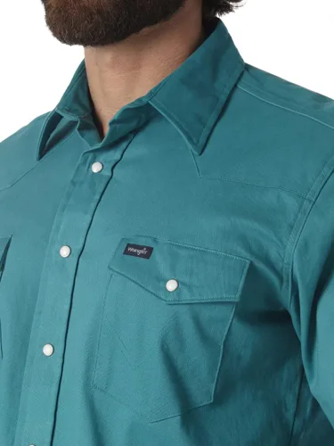 Miniatura 3 de Wrangler Mens Premium Performance Advanced Comfort Cowboy Cut Long Sleeve Spread Collar Solid Shirt