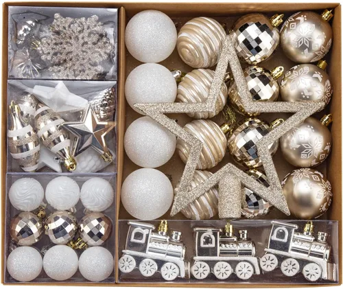 SVNVIOZ - Juego de adornos navideños con forma de bola, 55 piezas, 60 mm, elegantes adornos de árbol de Navidad en colores surtidos, adornos