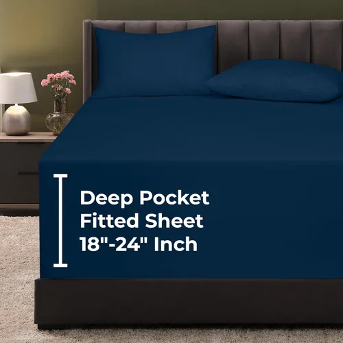 Miniatura 54 de Royale Linens Sábana Bajera King - Microfibra Cepillada Ultra Suave 1800 - Sábanas Inferiores de Lujo Hotelero - Sin Arrugas y Resistente a la Rosa