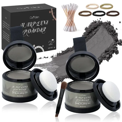 Miniatura 16 de Paquete de 2 polvos de línea capilar para mujeres y hombres, se utiliza para retoques de raíces, color de cabello, adelgazamiento y cobertura