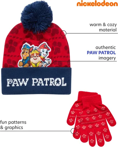 Miniatura 2 de Nickelodeon Paw Patrol - Conjunto de gorro y guantes de invierno para niños edad 2-7