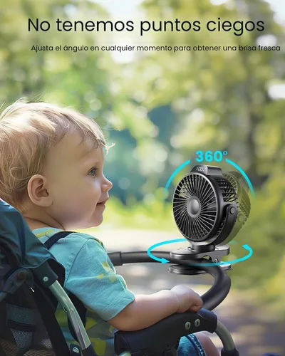 Miniatura 6 de Koonie - Ventilador portátil con clip, pequeño ventilador USB a batería, ventilador mini recargable de 3 velocidades con pantalla LED, ventilador