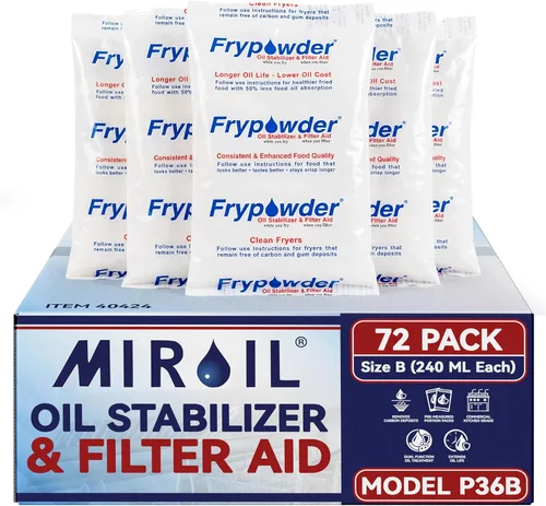 MirOil P36B Polvo para freír, estabilizador de aceite y ayuda al filtrar, ahorro de aceite de cocina para freidoras, ayuda a ahorrar grasa y